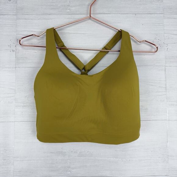 Athleta Advance Sports Bra 36 DD High Impact Racerback Workout Chartreuse Yellow - Picture 1 of 9